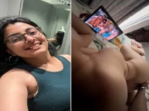 Latest Indian desi sex mms bhabhi watching porn video with devar before fucking