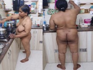 xnxx3 Indian viral mms Mature south Indian mallu mom nude in kitchen recorded by son friend