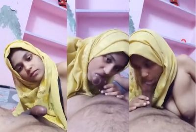 Real Pakistani viral family sex mms Hijabi Muslim girl giving deep blowjob to stepfather
