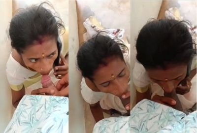 Latest Indian sex mms video of Tamil milf sucking and drinking cum of her stepson dick